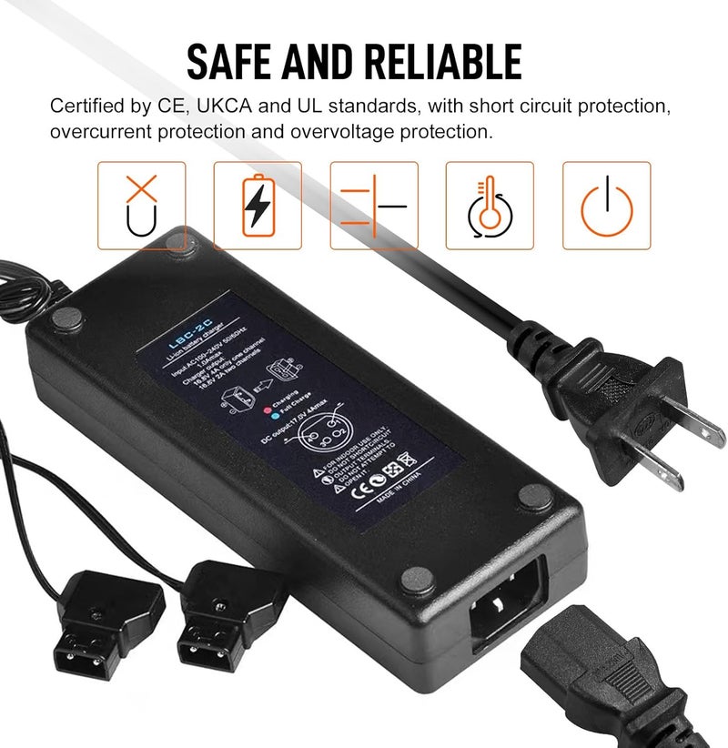 MOMAN TAP2C Dual D-Tap Charger with 4-pin XLR DC Output V-Mount/Gold-Mount Battery Power Adapter for Camera DSLR [DC 16.8V/4A] - Image 5